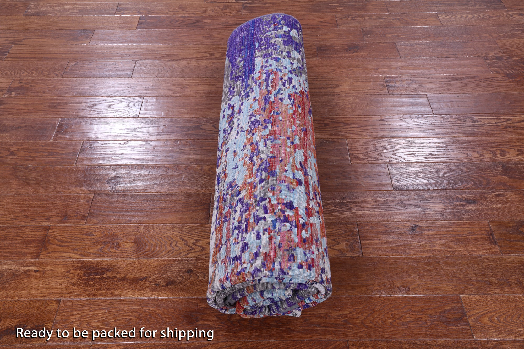Abstract Modern Hand Knotted Wool & Silk Rug - 7' 11" X 9' 7" - Golden Nile
