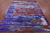 Abstract Modern Hand Knotted Wool & Silk Rug - 7' 11" X 9' 7" - Golden Nile