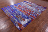 Abstract Modern Hand Knotted Wool & Silk Rug - 7' 11" X 9' 7" - Golden Nile