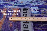Abstract Modern Hand Knotted Wool & Silk Rug - 7' 11" X 9' 7" - Golden Nile
