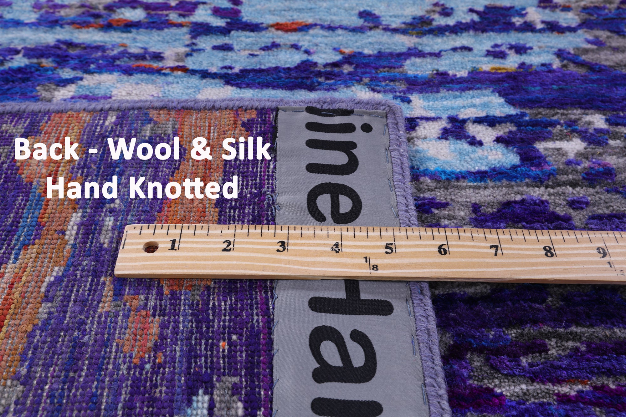 Abstract Modern Hand Knotted Wool & Silk Rug - 7' 11" X 9' 7" - Golden Nile