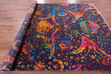 Blue Persian Sickle Leaf Hand Knotted Wool & Silk Rug - 7' 11" X 9' 11" - Golden Nile