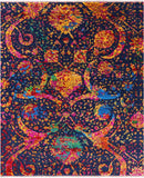 Blue Persian Sickle Leaf Hand Knotted Wool & Silk Rug - 7' 11" X 9' 11" - Golden Nile