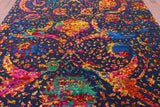 Blue Persian Sickle Leaf Hand Knotted Wool & Silk Rug - 7' 11" X 9' 11" - Golden Nile