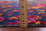 Blue Persian Sickle Leaf Hand Knotted Wool & Silk Rug - 7' 11" X 9' 11" - Golden Nile