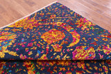 Blue Persian Sickle Leaf Hand Knotted Wool & Silk Rug - 7' 11" X 9' 11" - Golden Nile