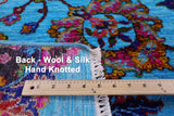 Blue Persian Hand Knotted Wool & Silk Rug - 6' 2" X 9' 1" - Golden Nile