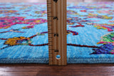 Blue Persian Hand Knotted Wool & Silk Rug - 6' 2" X 9' 1" - Golden Nile