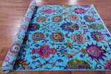 Blue Persian Hand Knotted Wool & Silk Rug - 6' 2" X 9' 1" - Golden Nile