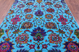 Blue Persian Hand Knotted Wool & Silk Rug - 6' 2" X 9' 1" - Golden Nile