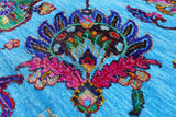 Blue Persian Hand Knotted Wool & Silk Rug - 6' 2" X 9' 1" - Golden Nile