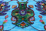 Blue Persian Hand Knotted Wool & Silk Rug - 6' 2" X 9' 1" - Golden Nile