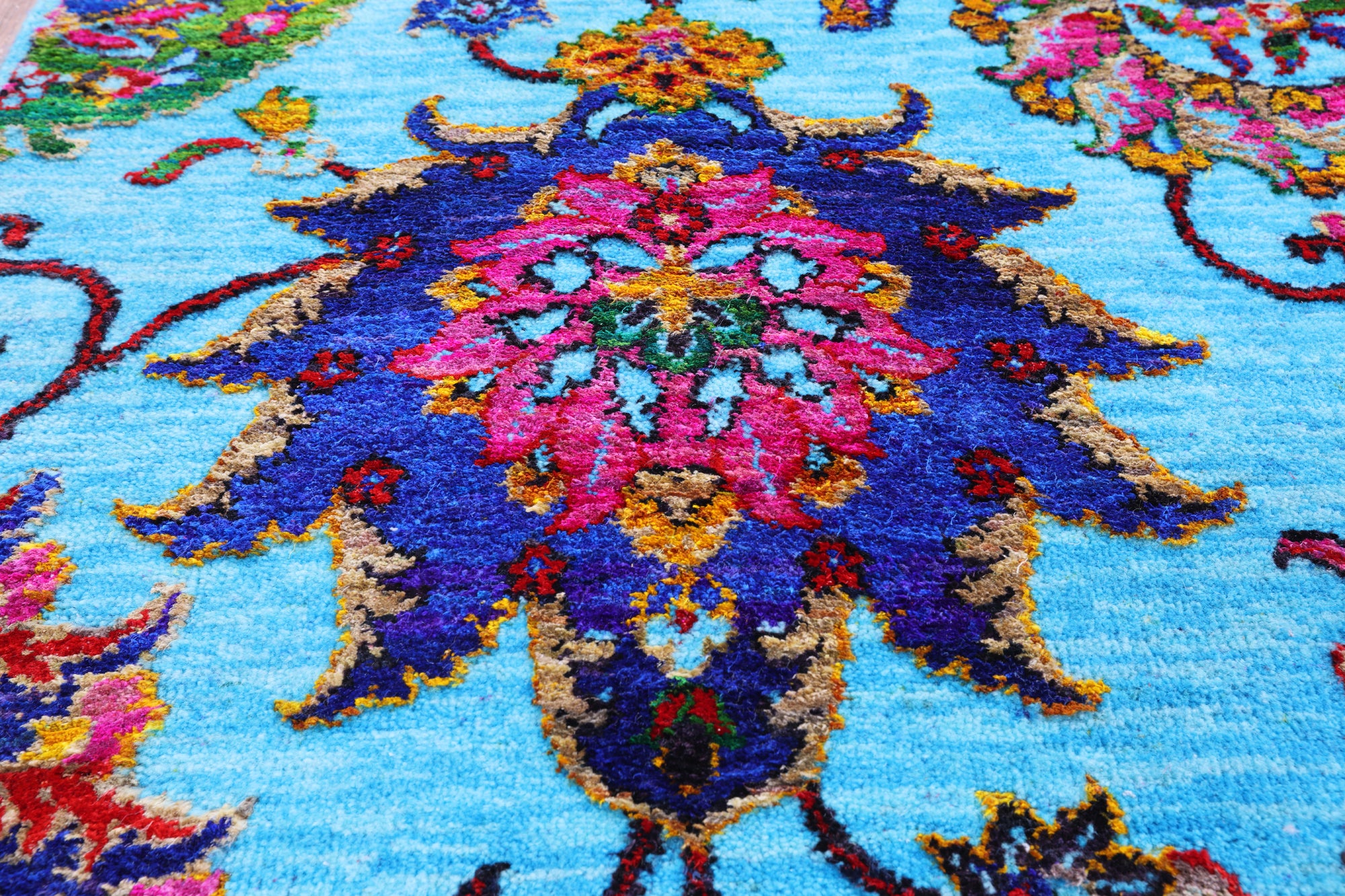 Blue Persian Hand Knotted Wool & Silk Rug - 6' 2" X 9' 1" - Golden Nile
