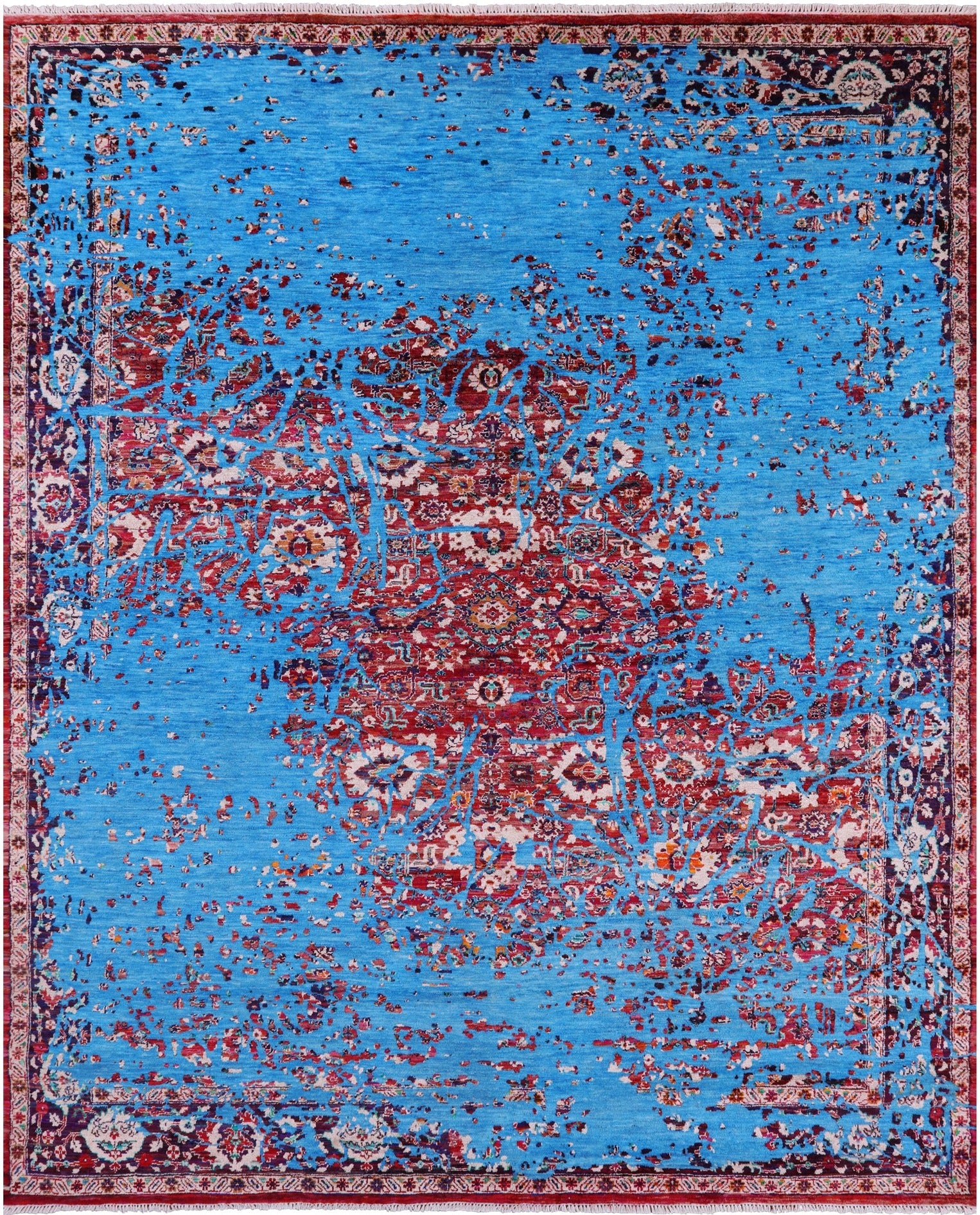 Persian Fine Serapi Hand Knotted Wool & Silk Rug - 8' 1" X 10' 2" - Golden Nile