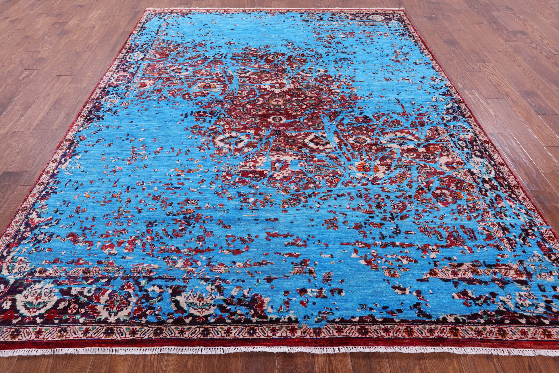 Persian Fine Serapi Hand Knotted Wool & Silk Rug - 8' 1" X 10' 2" - Golden Nile