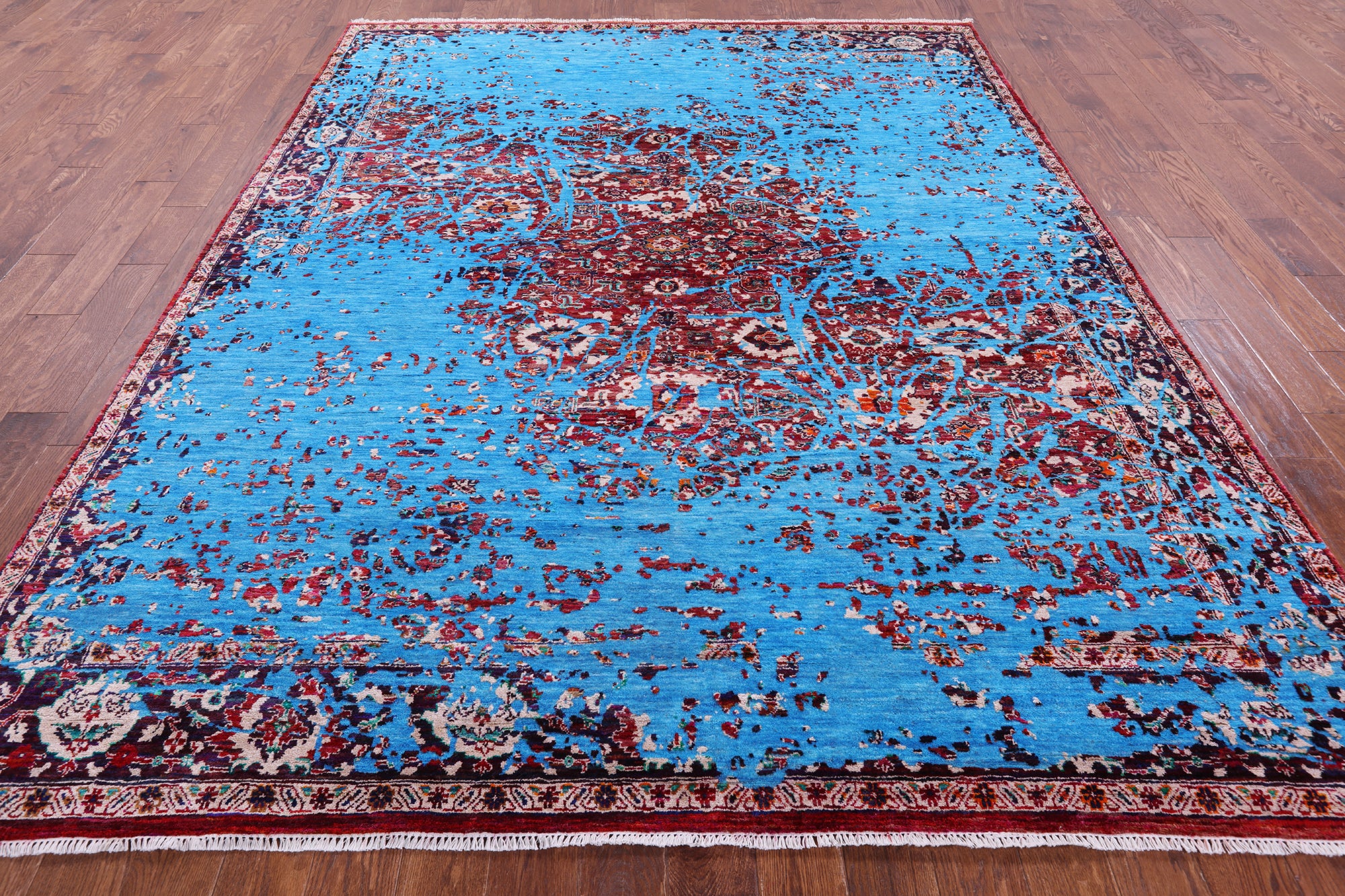 Persian Fine Serapi Hand Knotted Wool & Silk Rug - 8' 1" X 10' 2" - Golden Nile