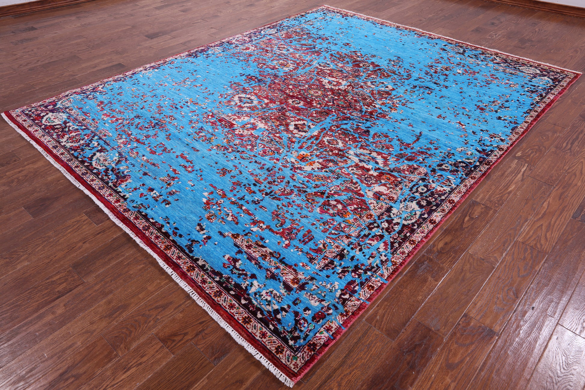 Persian Fine Serapi Hand Knotted Wool & Silk Rug - 8' 1" X 10' 2" - Golden Nile