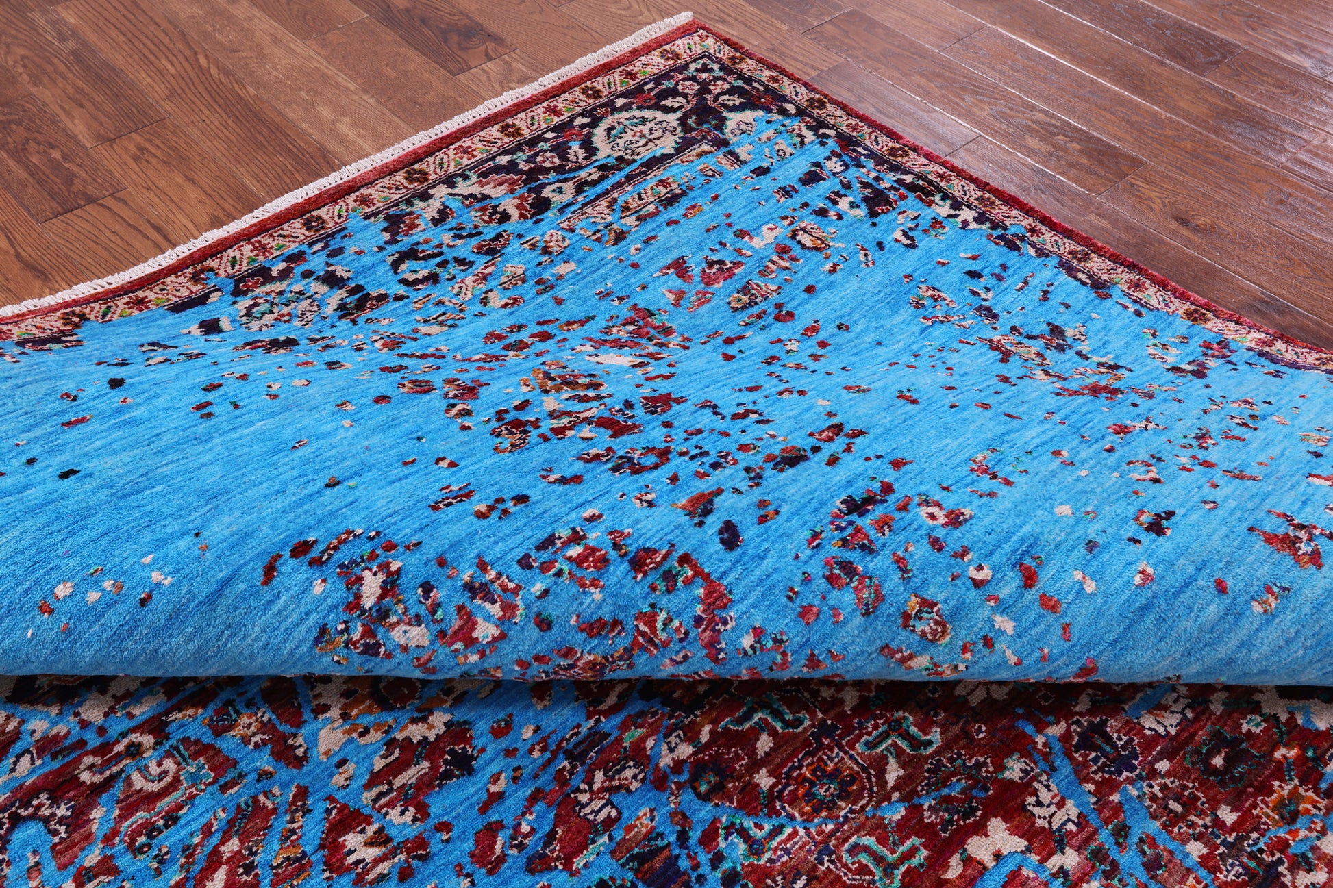 Persian Fine Serapi Hand Knotted Wool & Silk Rug - 8' 1" X 10' 2" - Golden Nile