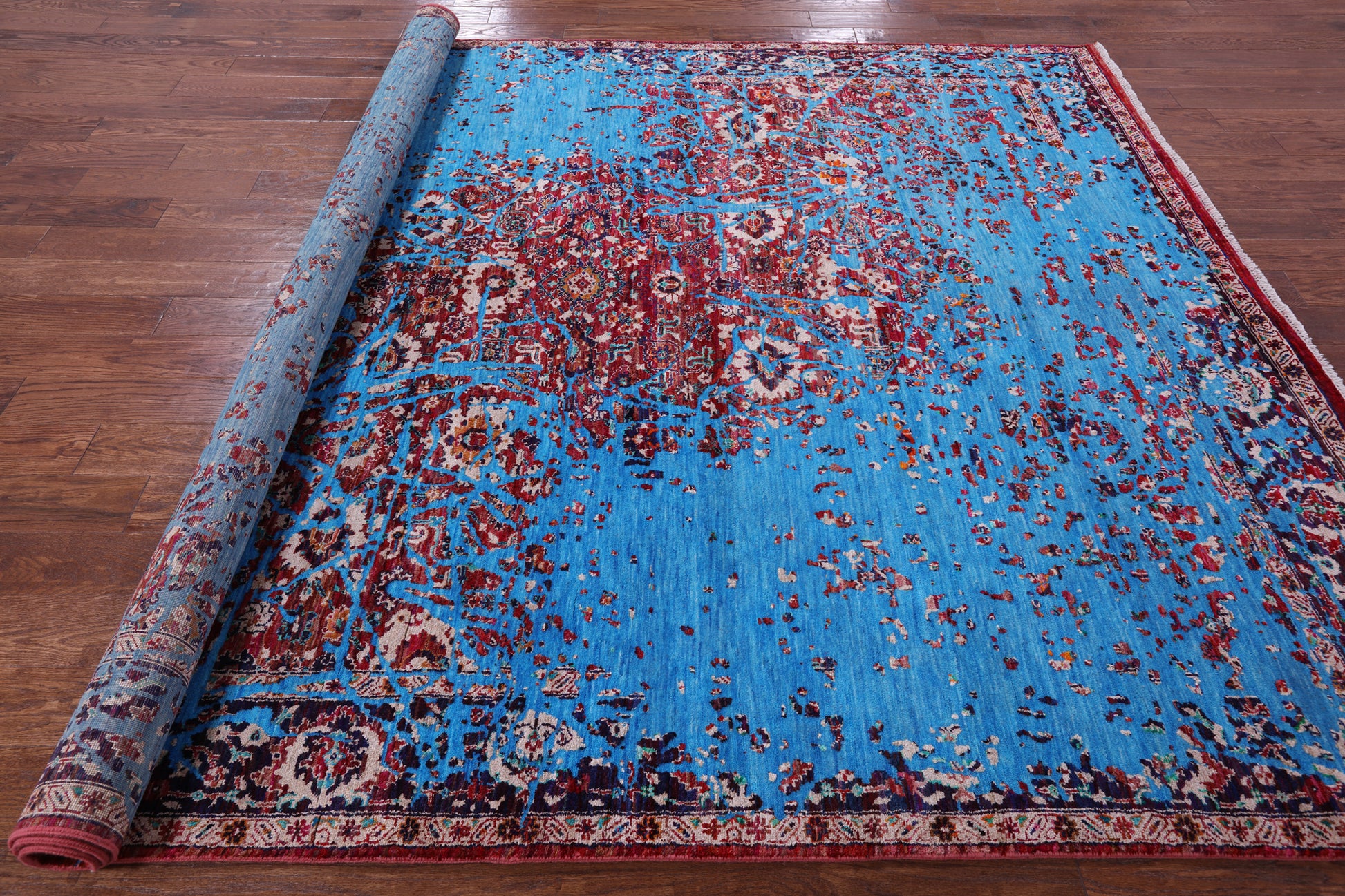 Persian Fine Serapi Hand Knotted Wool & Silk Rug - 8' 1" X 10' 2" - Golden Nile