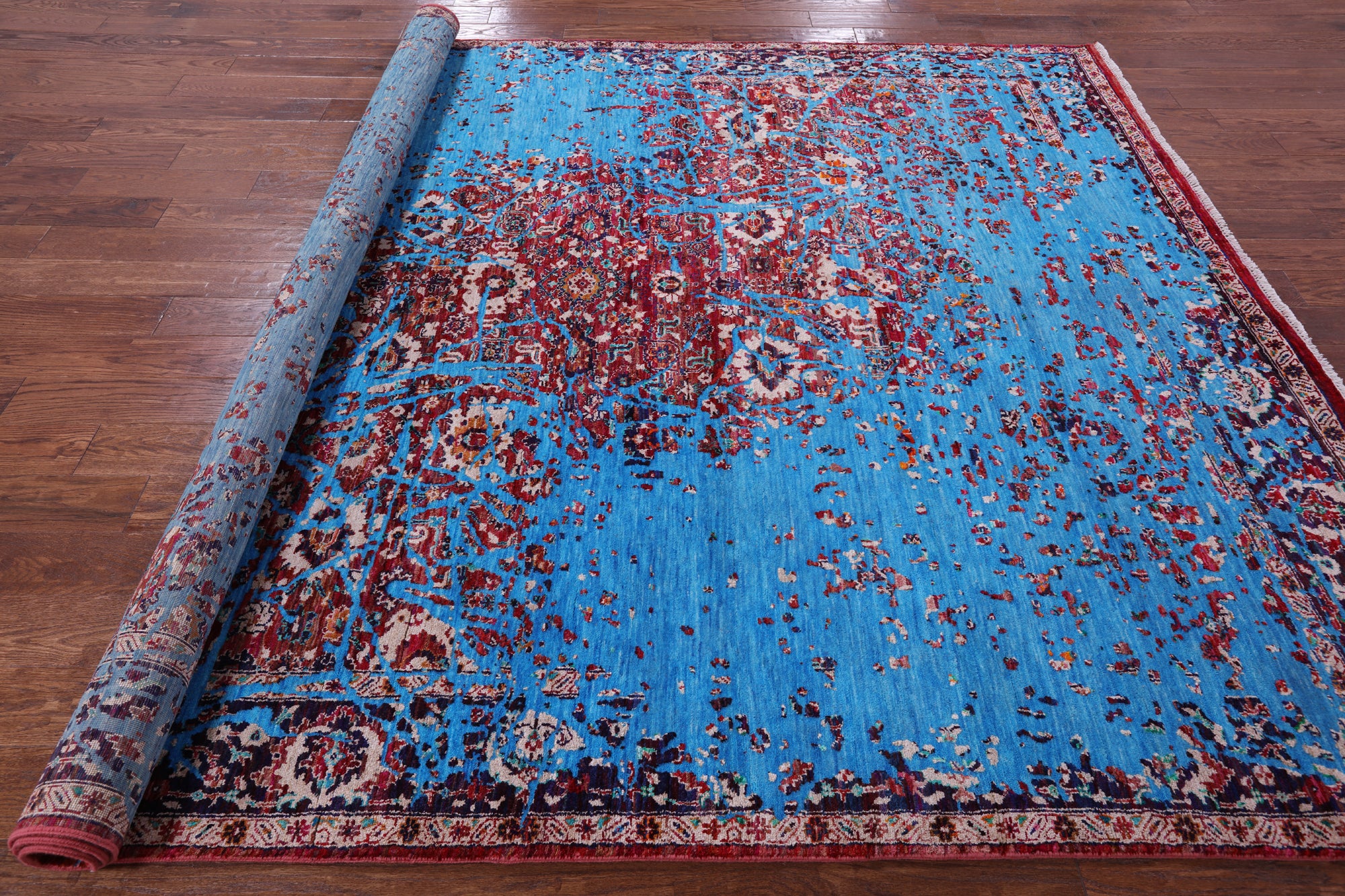 Persian Fine Serapi Hand Knotted Wool & Silk Rug - 8' 1" X 10' 2" - Golden Nile