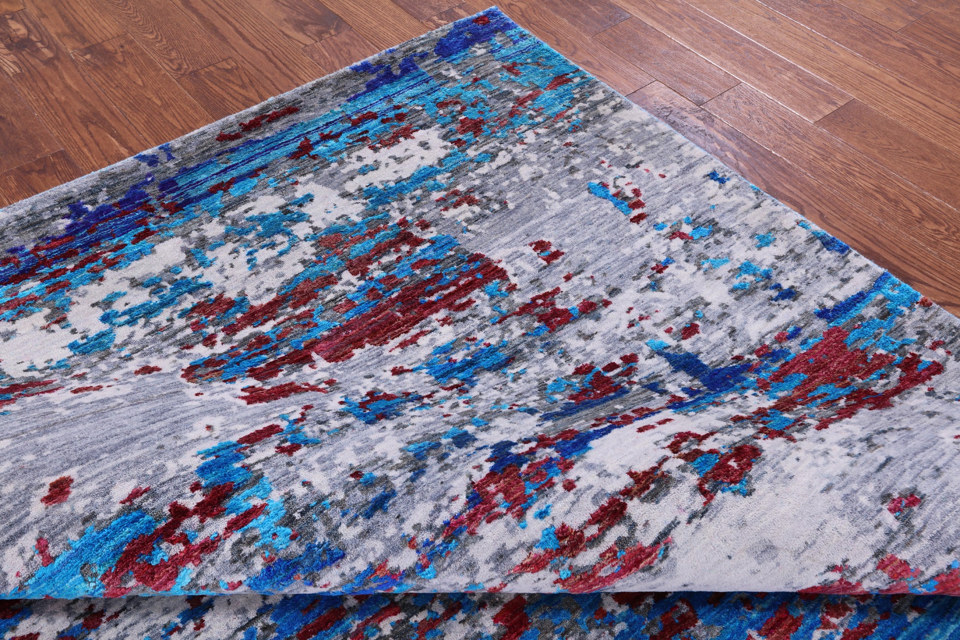 Abstract Modern Wool & Silk Hand Knotted Area Rug - 8' 1" X 10' 0" - Golden Nile