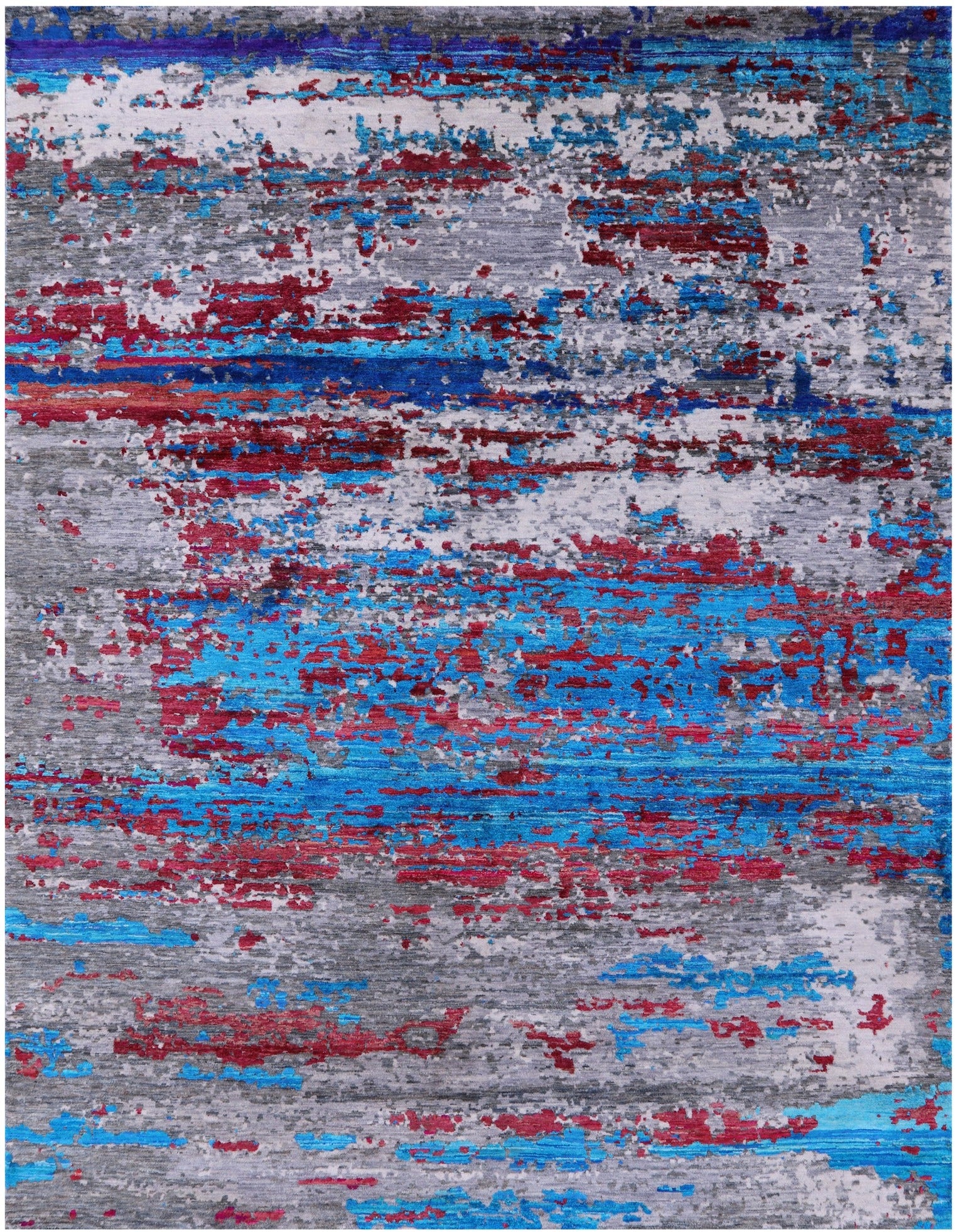 Abstract Modern Wool & Silk Hand Knotted Area Rug - 8' 1" X 10' 0" - Golden Nile