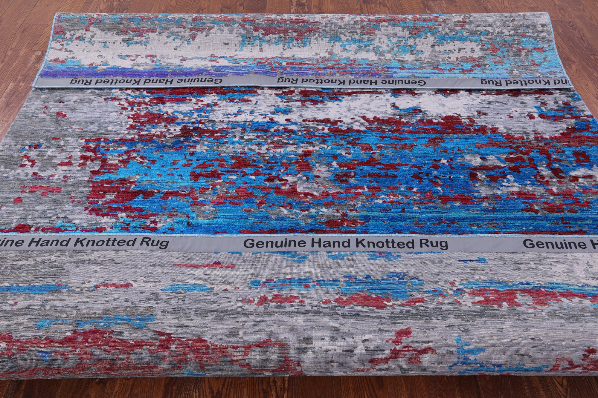 Abstract Modern Wool & Silk Hand Knotted Area Rug - 8' 1" X 10' 0" - Golden Nile