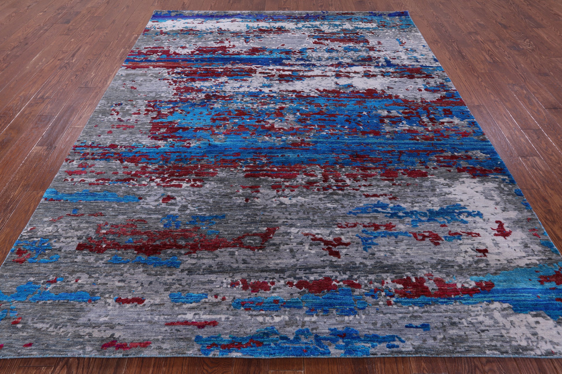 Abstract Modern Wool & Silk Hand Knotted Area Rug - 8' 1" X 10' 0" - Golden Nile