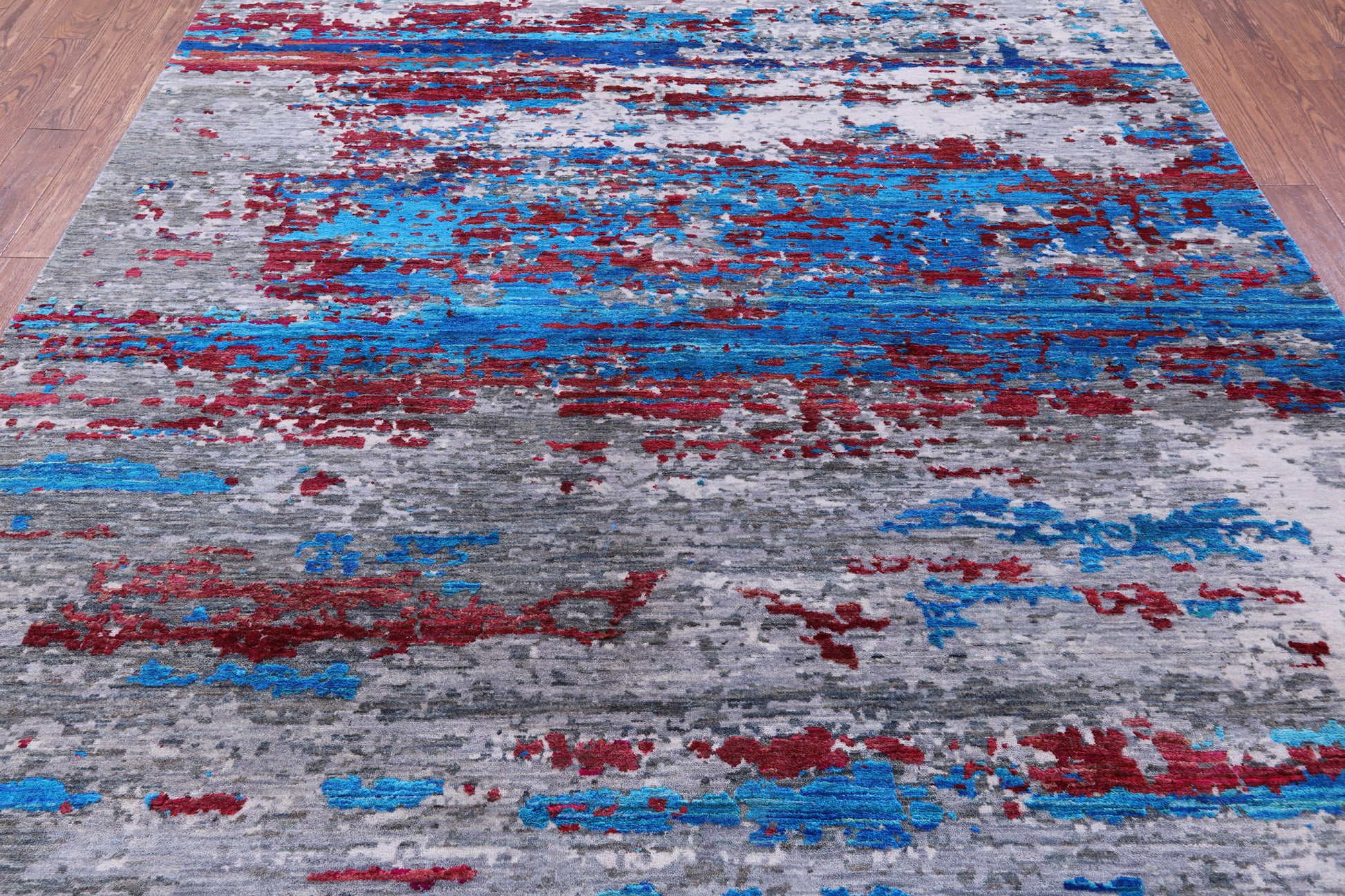 Abstract Modern Wool & Silk Hand Knotted Area Rug - 8' 1" X 10' 0" - Golden Nile