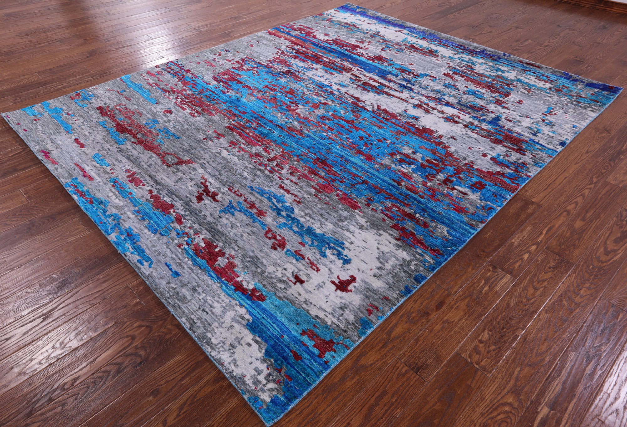 Abstract Modern Wool & Silk Hand Knotted Area Rug - 8' 1" X 10' 0" - Golden Nile