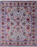Grey Persian Hand Knotted Wool & Silk Rug - 8' 2" X 10' 1" - Golden Nile
