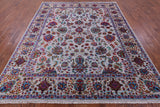 Grey Persian Hand Knotted Wool & Silk Rug - 8' 2" X 10' 1" - Golden Nile