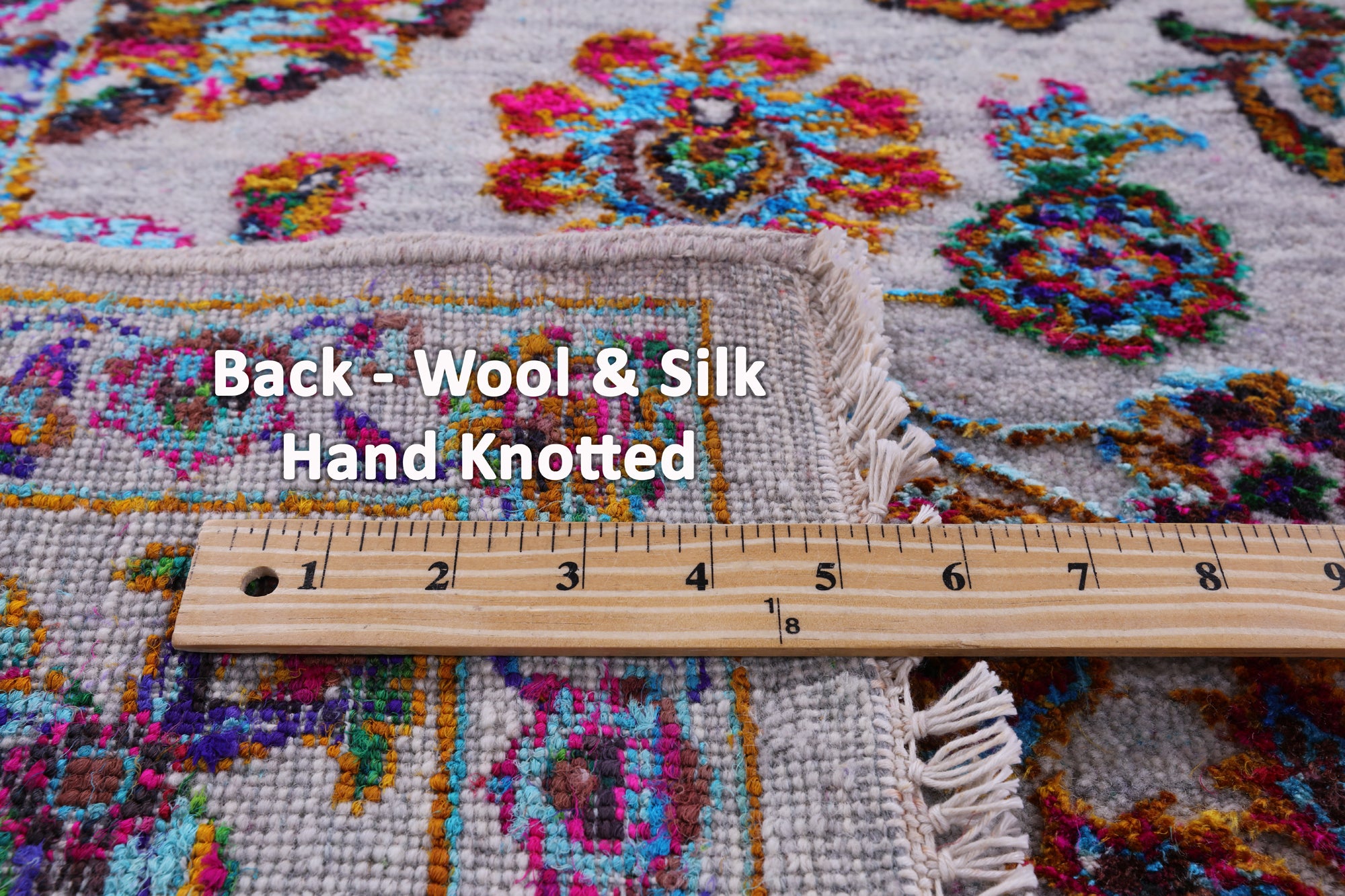Grey Persian Hand Knotted Wool & Silk Rug - 8' 2" X 10' 1" - Golden Nile