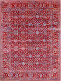 Red Persian Hand Knotted Wool & Silk Rug - 9' 0" X 12' 2" - Golden Nile