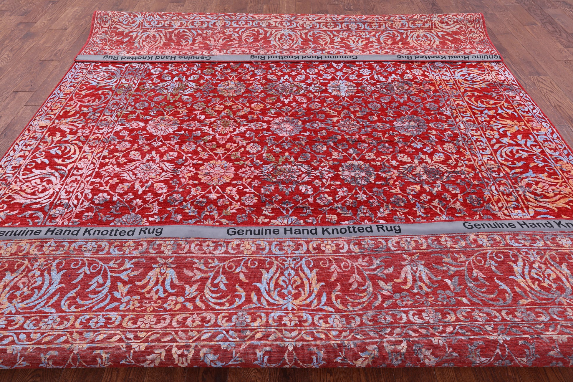 Red Persian Hand Knotted Wool & Silk Rug - 9' 0" X 12' 2" - Golden Nile
