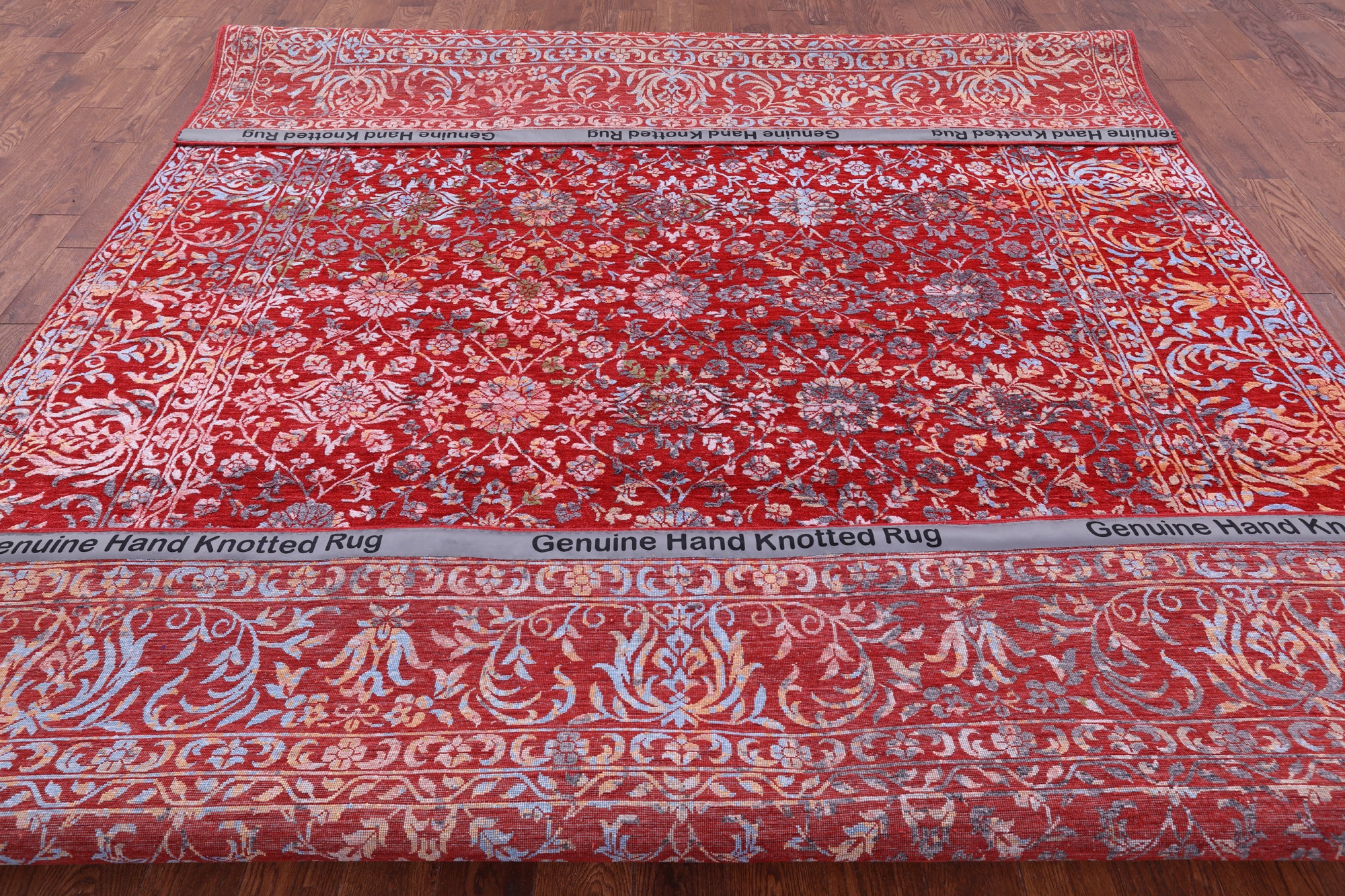 Red Persian Hand Knotted Wool & Silk Rug - 9' 0" X 12' 2" - Golden Nile
