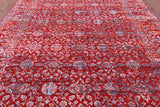 Red Persian Hand Knotted Wool & Silk Rug - 9' 0" X 12' 2" - Golden Nile