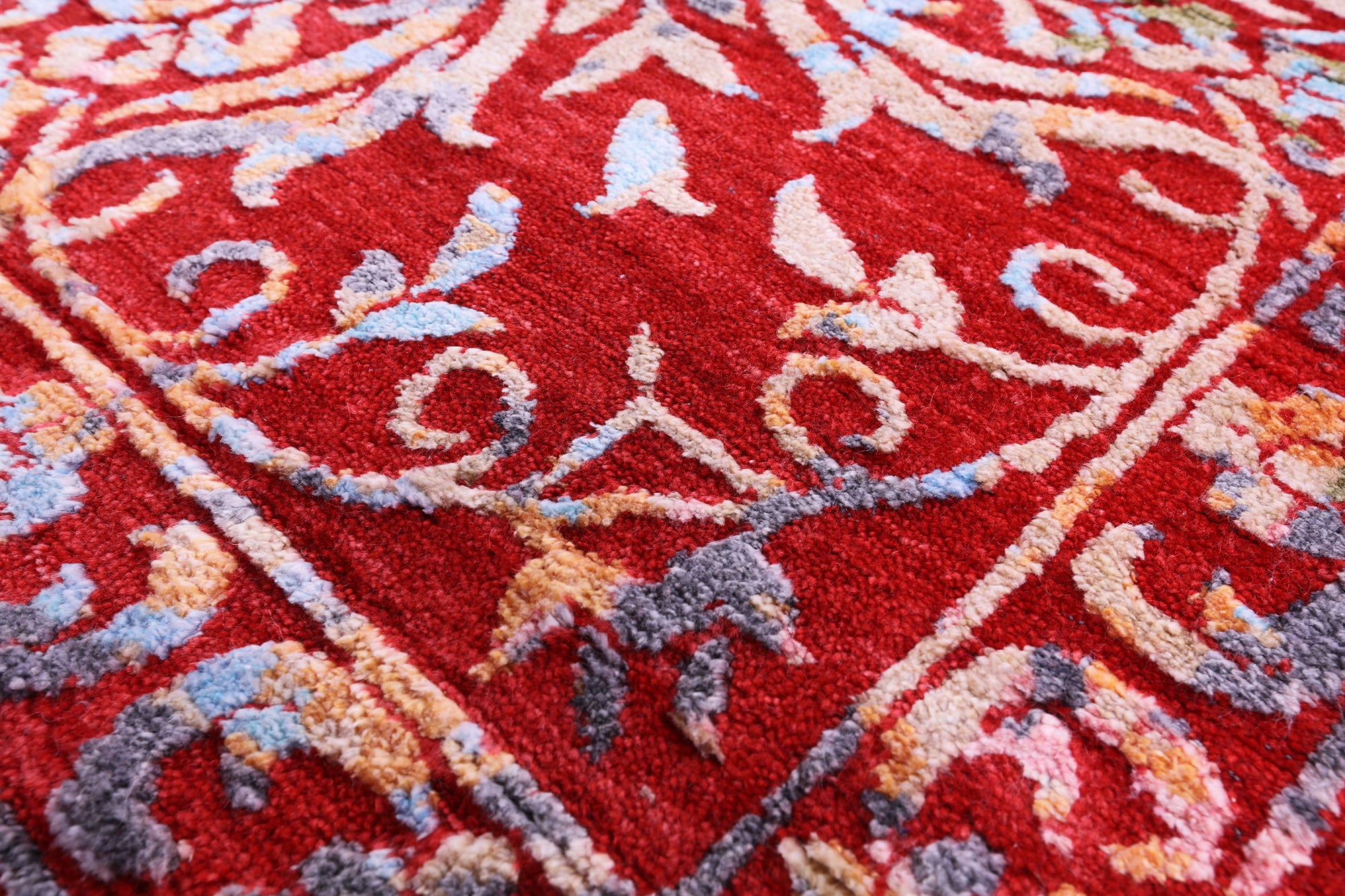 Red Persian Hand Knotted Wool & Silk Rug - 9' 0" X 12' 2" - Golden Nile
