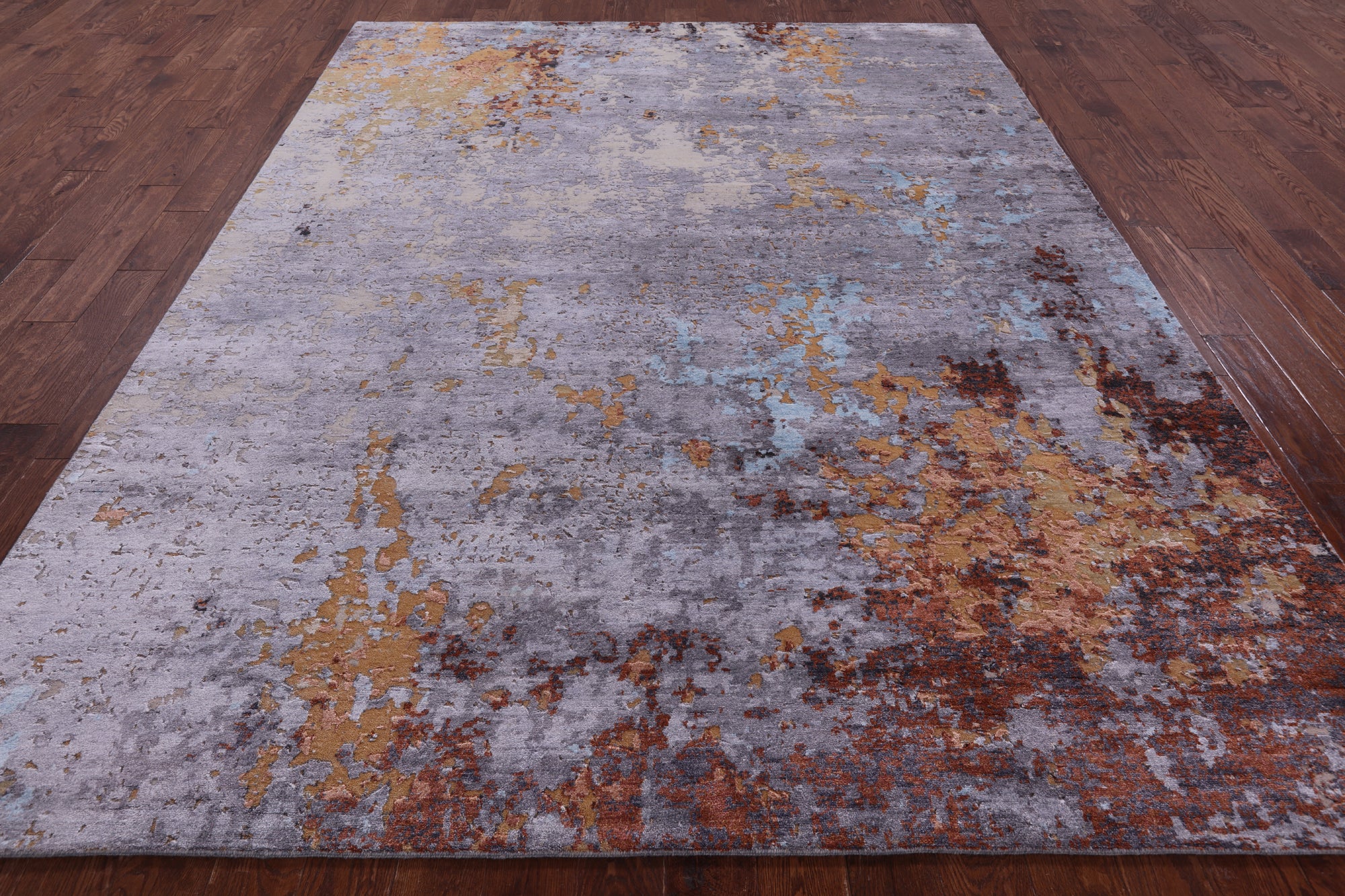 Abstract Modern Handmade Wool & Silk Rug - 8' 0" X 10' 2" - Golden Nile