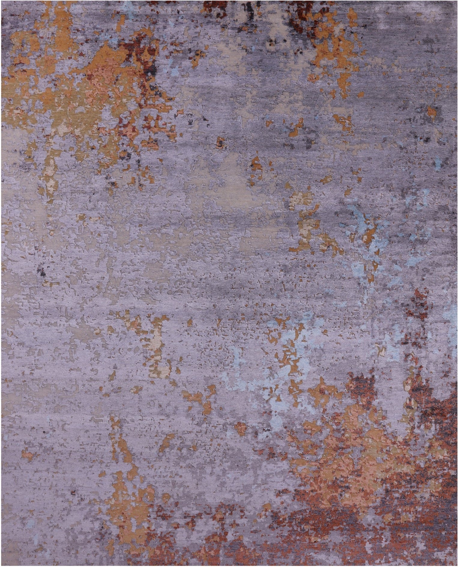 Abstract Modern Handmade Wool & Silk Rug - 8' 0" X 10' 2" - Golden Nile