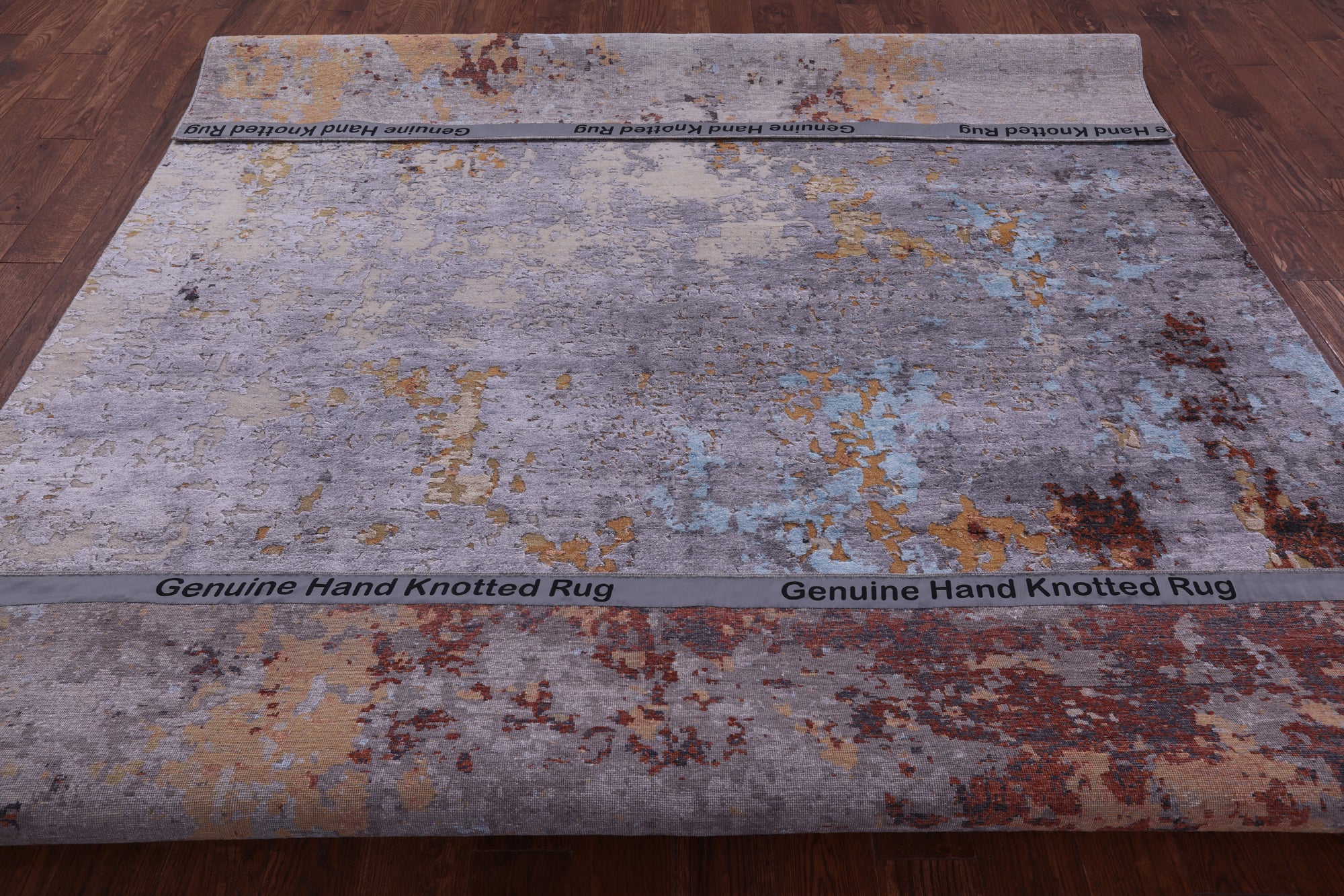Abstract Modern Handmade Wool & Silk Rug - 8' 0" X 10' 2" - Golden Nile
