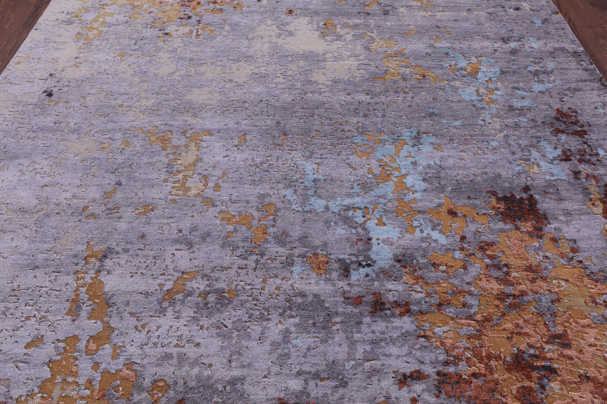 Abstract Modern Handmade Wool & Silk Rug - 8' 0" X 10' 2" - Golden Nile