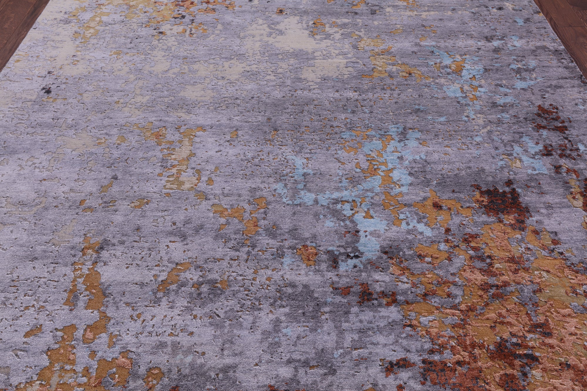 Abstract Modern Handmade Wool & Silk Rug - 8' 0" X 10' 2" - Golden Nile