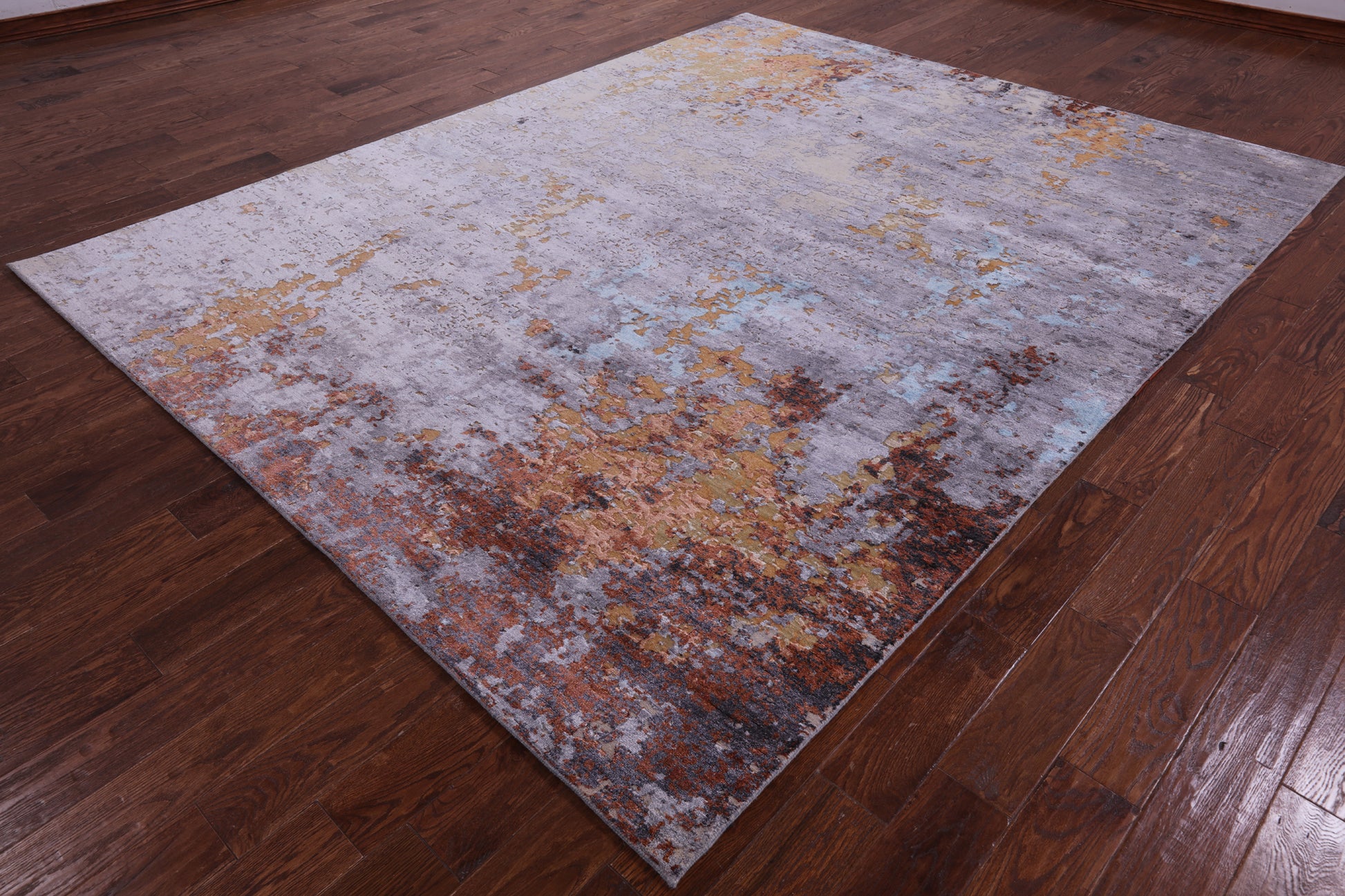 Abstract Modern Handmade Wool & Silk Rug - 8' 0" X 10' 2" - Golden Nile