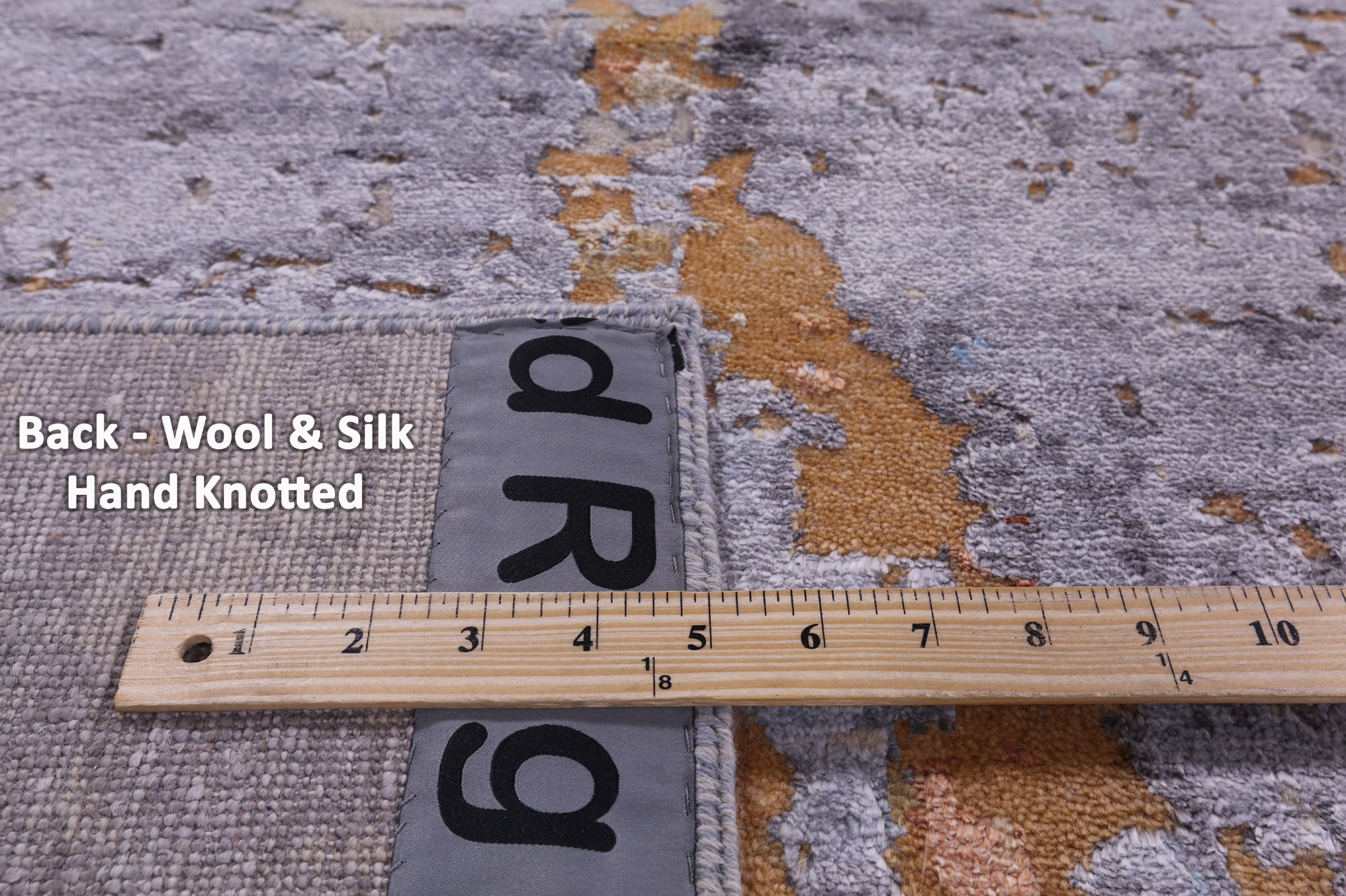 Abstract Modern Handmade Wool & Silk Rug - 8' 0" X 10' 2" - Golden Nile