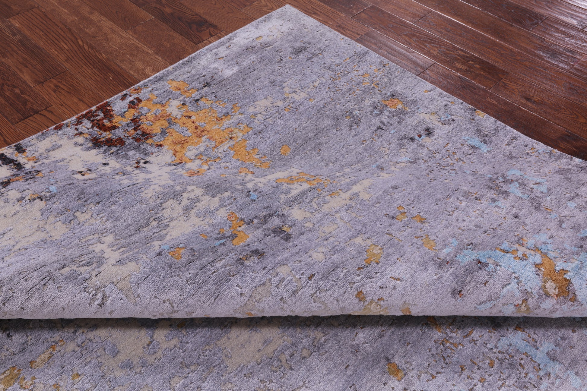 Abstract Modern Handmade Wool & Silk Rug - 8' 0" X 10' 2" - Golden Nile
