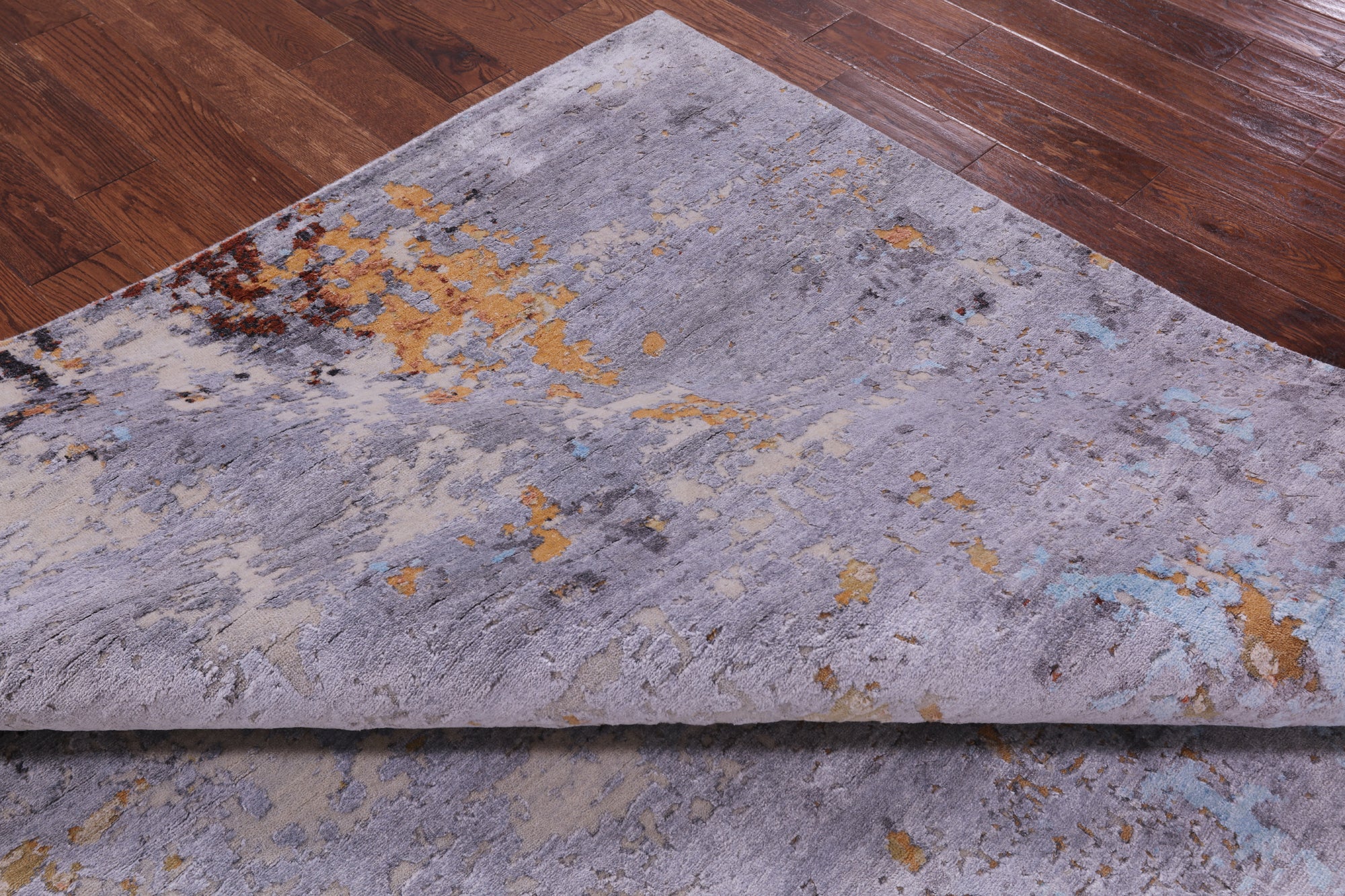 Abstract Modern Handmade Wool & Silk Rug - 8' 0" X 10' 2" - Golden Nile