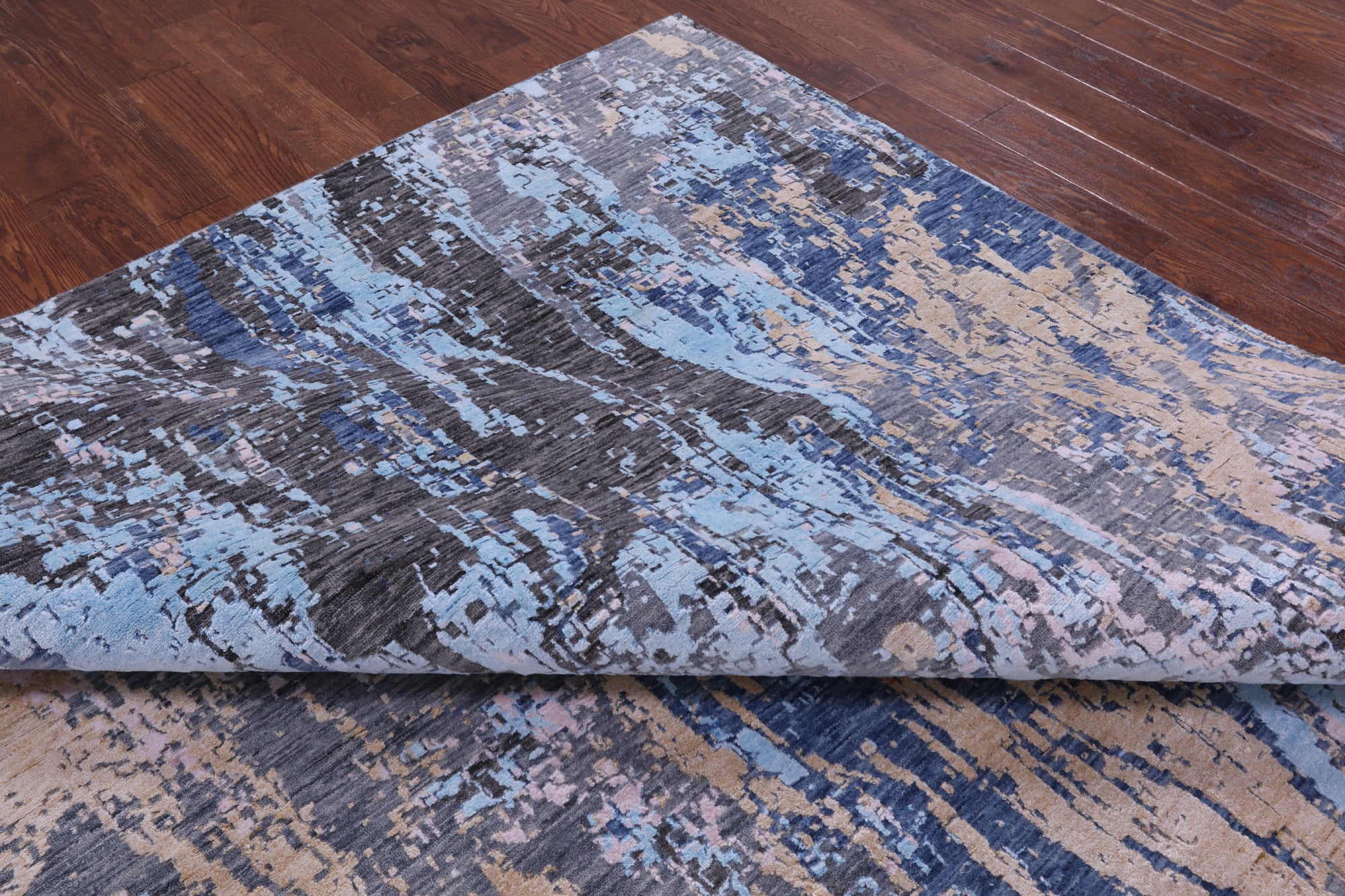 Contemporary Hand Knotted Wool & Silk Rug - 8' 11" X 12' 1" - Golden Nile