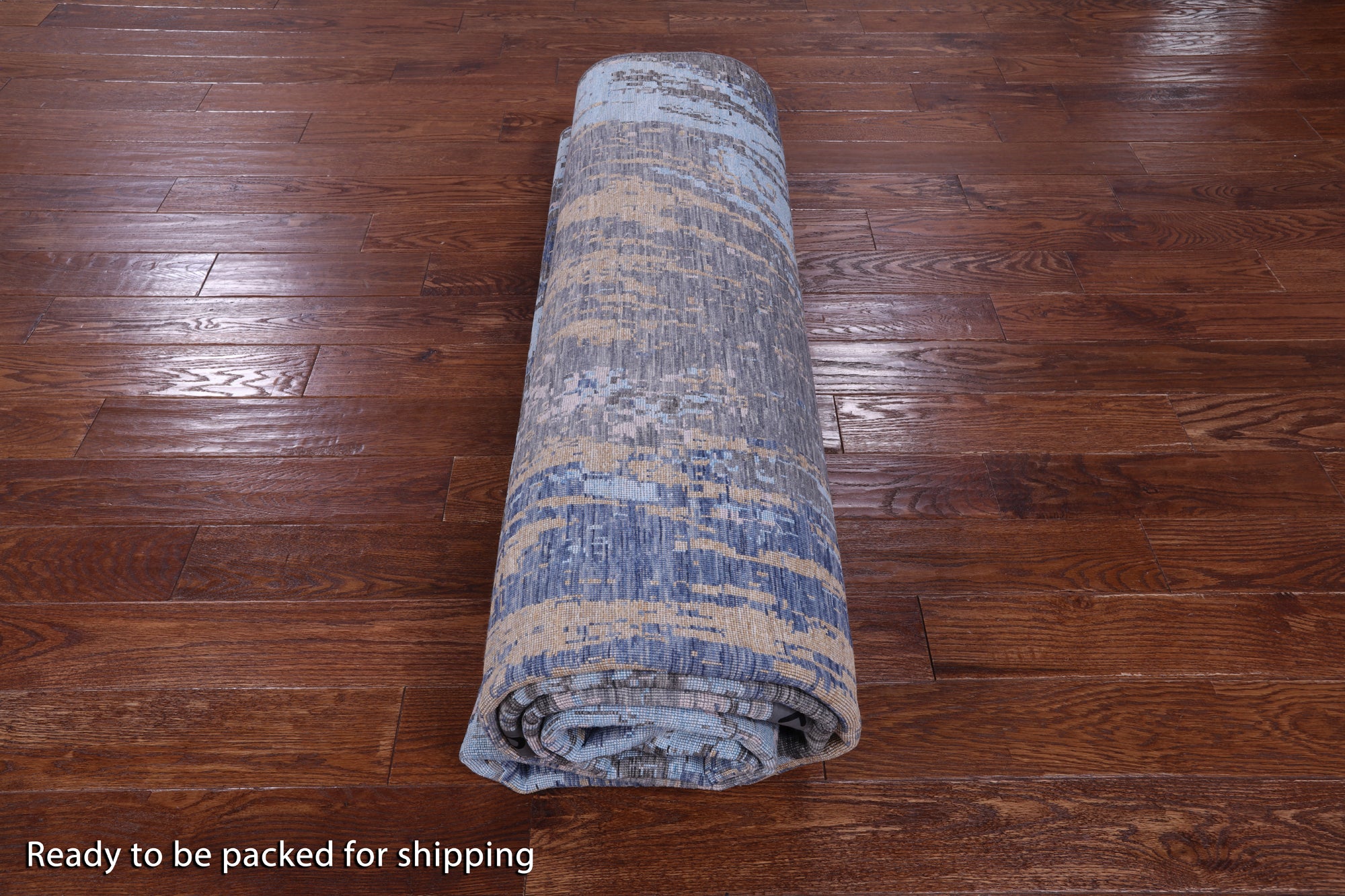Contemporary Hand Knotted Wool & Silk Rug - 8' 11" X 12' 1" - Golden Nile