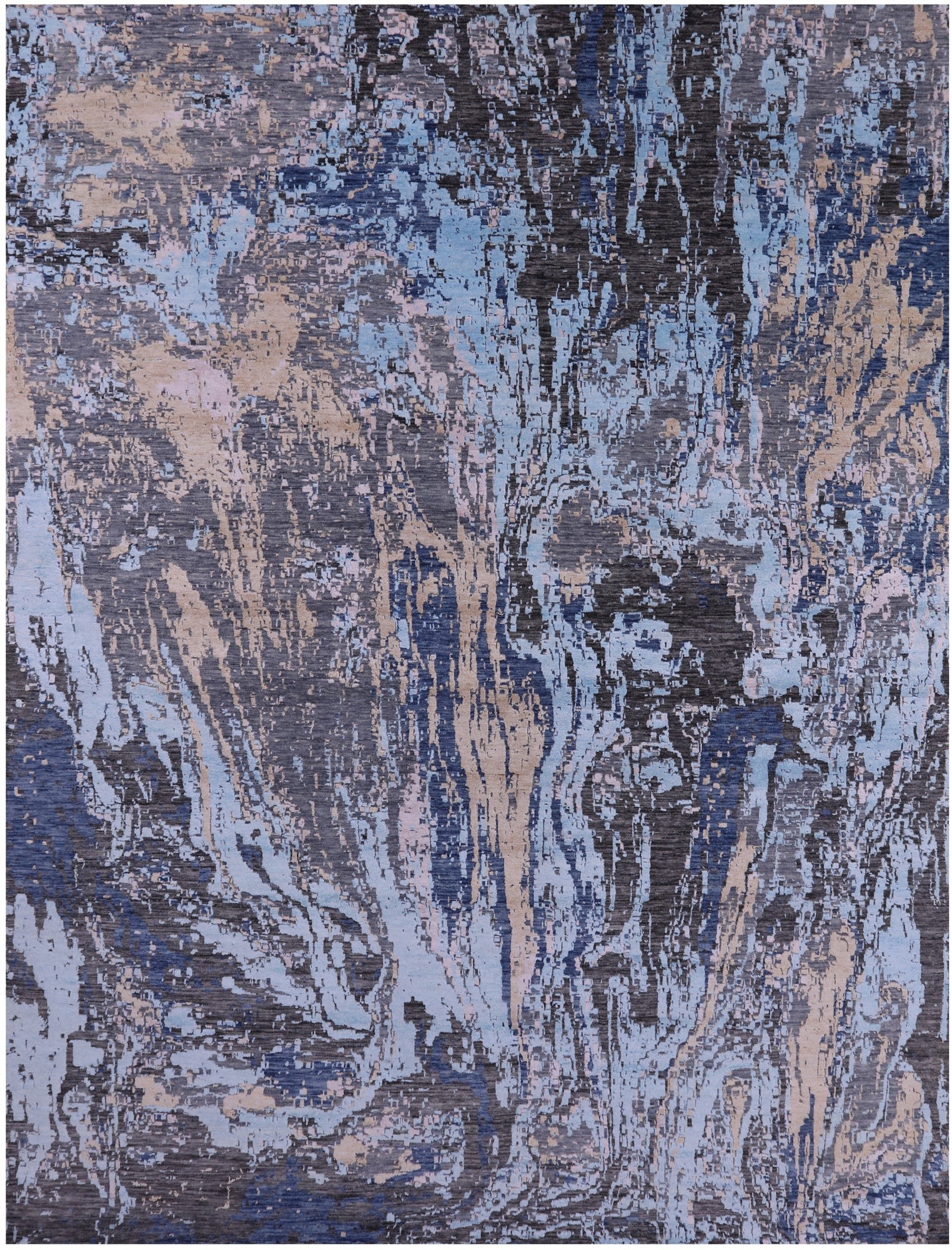 Contemporary Hand Knotted Wool & Silk Rug - 8' 11" X 12' 1" - Golden Nile
